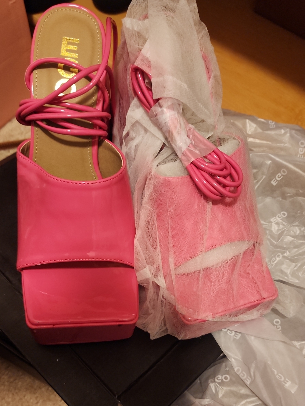 Hot Pink Platform Slide Sandals